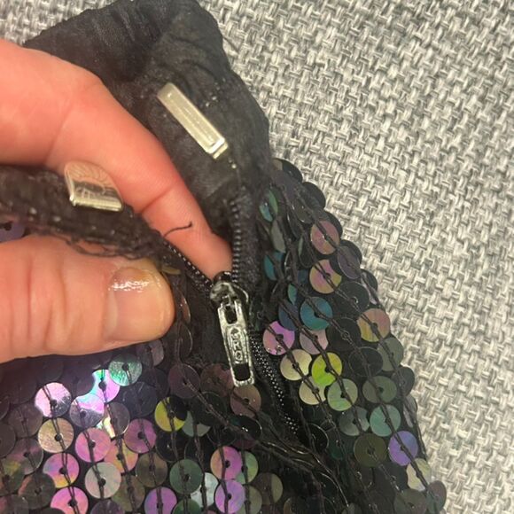 Vintage‎ 80's 90's Iridescent Sequin Skirt | 100% Silk Lined Made in India - Picture 10 of 11